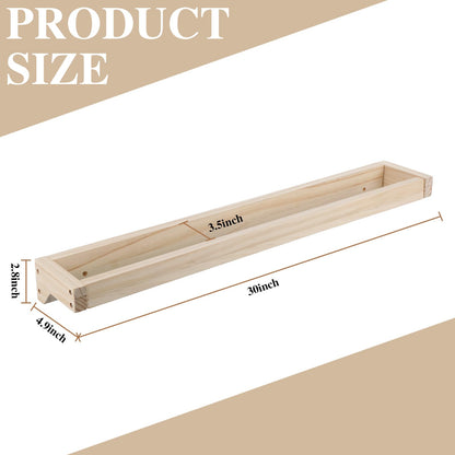 Wenqik 2 Pcs Wall Mounted Wooden Shoe Rack 30 Inch Rustic Wood Wall Hanging Shoe Rack Space Saving Footwear Holder Shoes Storage Organizer for Mudroom, Entryway, Closet (Wood Color)