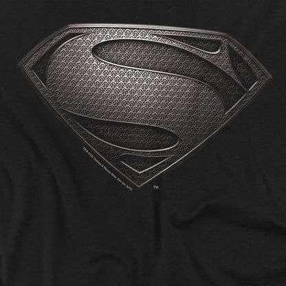 Popfunk Superman Man of Steel Movie Gray Shield Black T Shirt (Large)