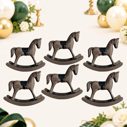 Wovelli Wooden Rocking Horse Decor, 6-Pack Baby Shower Centerpieces