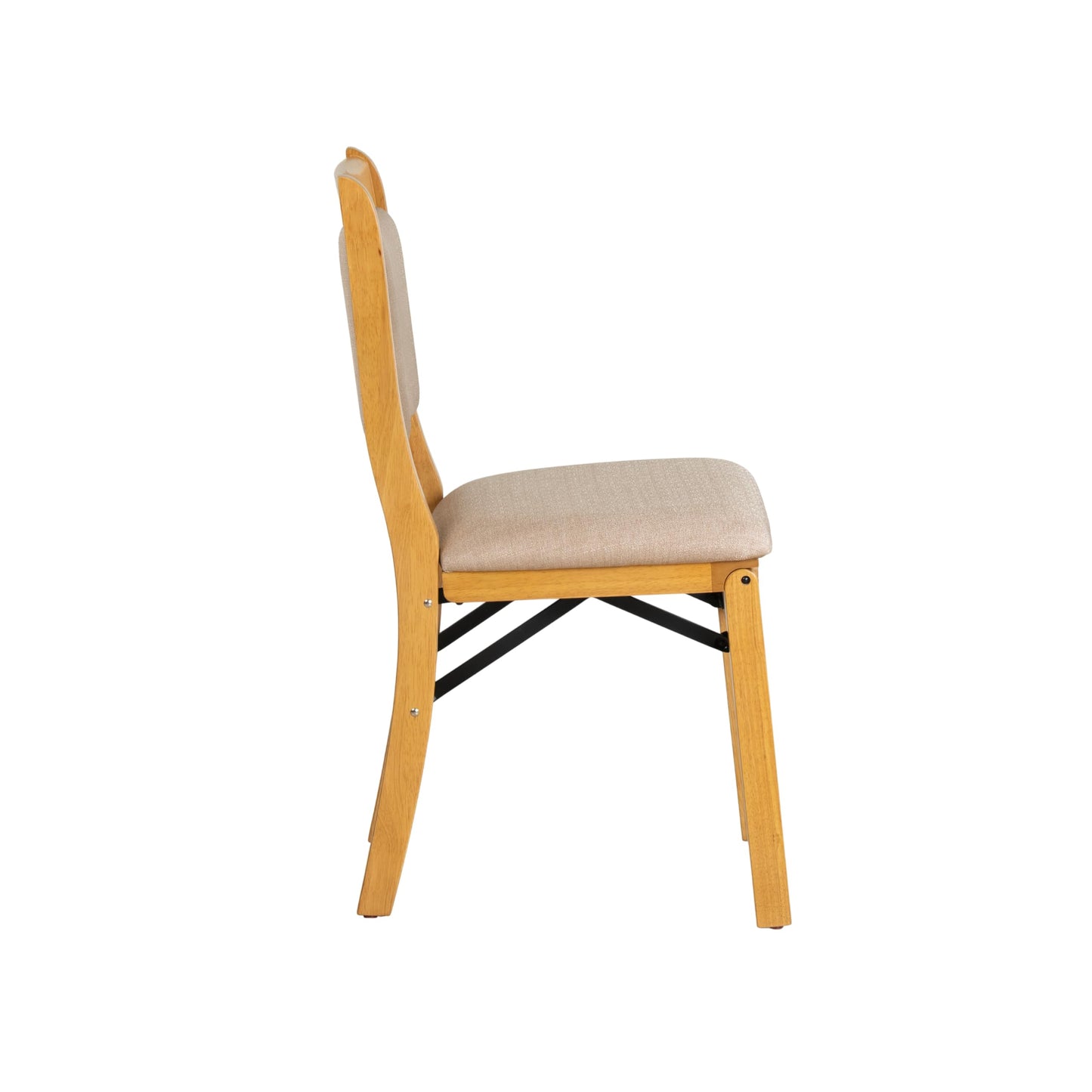 East West Furniture - WCC-OAK-03 - Waco Folding Modern Dining Chairs with PU Leather Seat, Padded Back Design, Set of 2, No Assembly Required, Oak Wood Finish