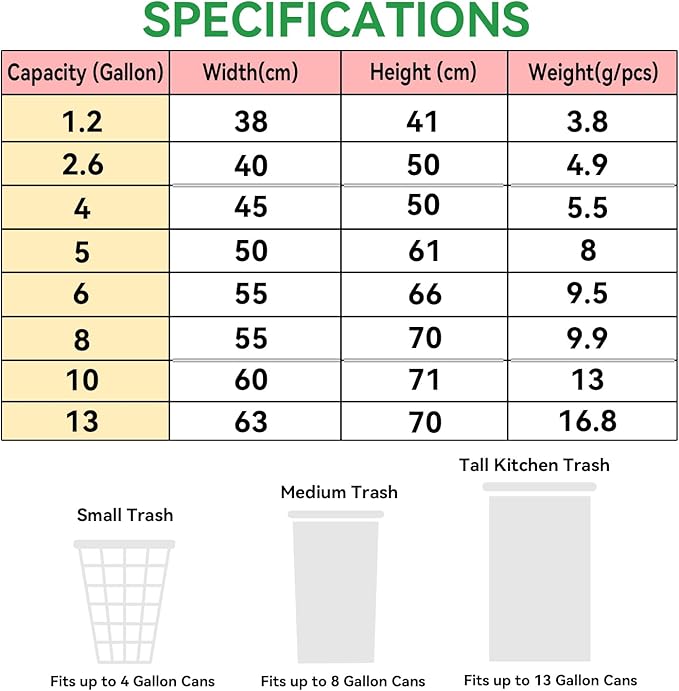 4 Gallon Trash Bag Drawstring, Small Garbage Bags, 1.2Mil Thickness, 45 * 50cm