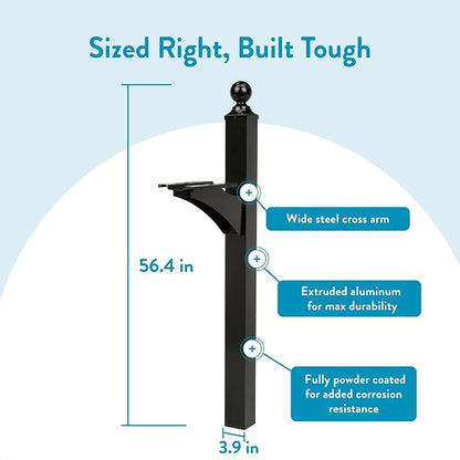 Architectural Mailboxes Landover Aluminum Mailbox Post, Black