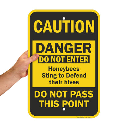SmartSign "Do Not Enter, Honeybees Sting To Defend Their Hives" Sign | 12" x 18" Aluminum