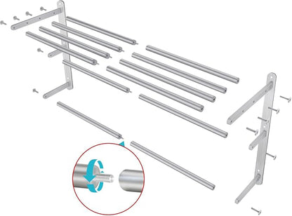 24 inch Towel Racks for Bathroom, VOTZAAQ Towel Shelf with Double Towel Bar, Stainless Steel Towel Storage for Lavatory Wall Mounted, 3-Tier Towel Hanger Towel Holder, Brushed Nickel