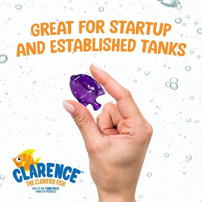 Clarence the Clarifier Fish - 1 pk, Orange - Aquarium Treatment, Clear Cloudy Fresh-Saltwater, Fish-Plant Safe, 10gal Tank Maintenance Each