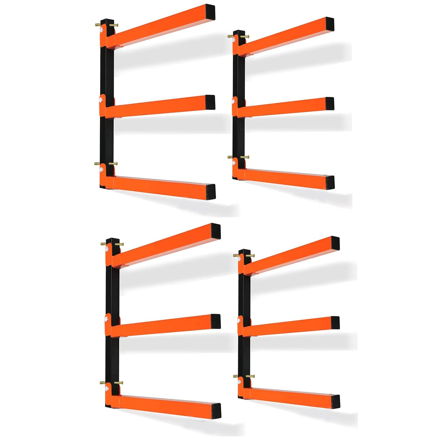 Thanaddo 3-Level Lumber Storage Heavy Duty Metal Wall Mount, Wood Tool Box Organizer Rack, Workshop Indoor & Outdoor (4 Pack)