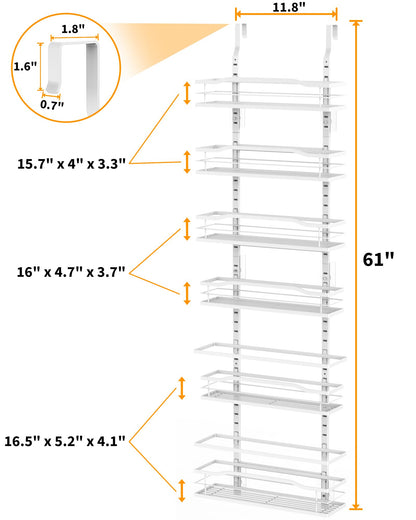 Moforoco 9-Tier Over The Door Pantry Organizer, Pantry Organization and Storage, Black Hanging Basket Wall Spice Rack Seasoning Shelves, Home & Kitchen Bedroom Bathroom House Essentials