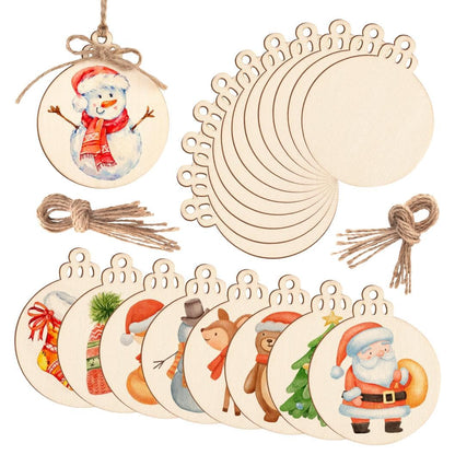 Round Wooden Circles with Holes - 20 Pcs Unfinished Natural Wood Slices for Painting, Crafts Christmas Ornaments DIY Crafts Hanging Decorations Size:3.13in x 2.55in