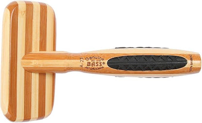 Bass Brushes | De-Matting Pet Brush | Alloy Pin | Pure Bamboo Handle | Slicker Style | Striped Finish | Model A21-SB