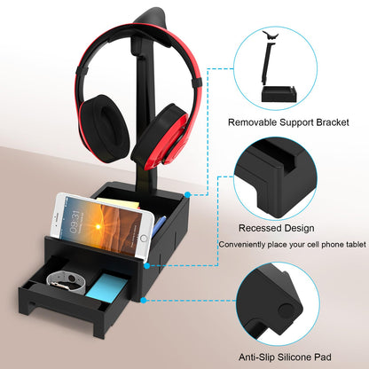COOSKIN Headset Holder,Desktop Headphone Stand with Desk Storage Earphone Mount Headset Hanger Headphone Rack