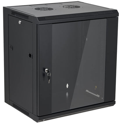 Tedgetal 12U Wall Mount Server Cabinet Network Rack Enclosure Locking Glass Door