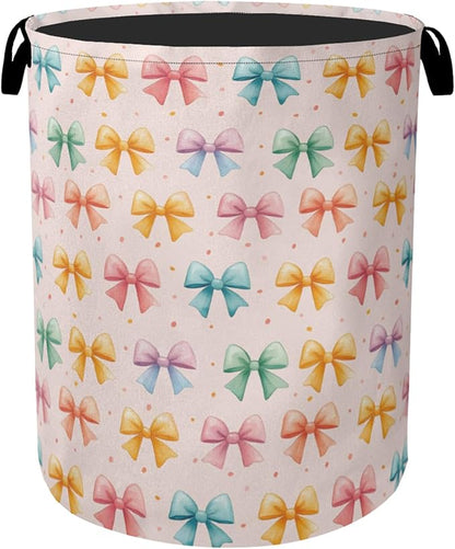 Colorful Bow Foldable Laundry Hamper