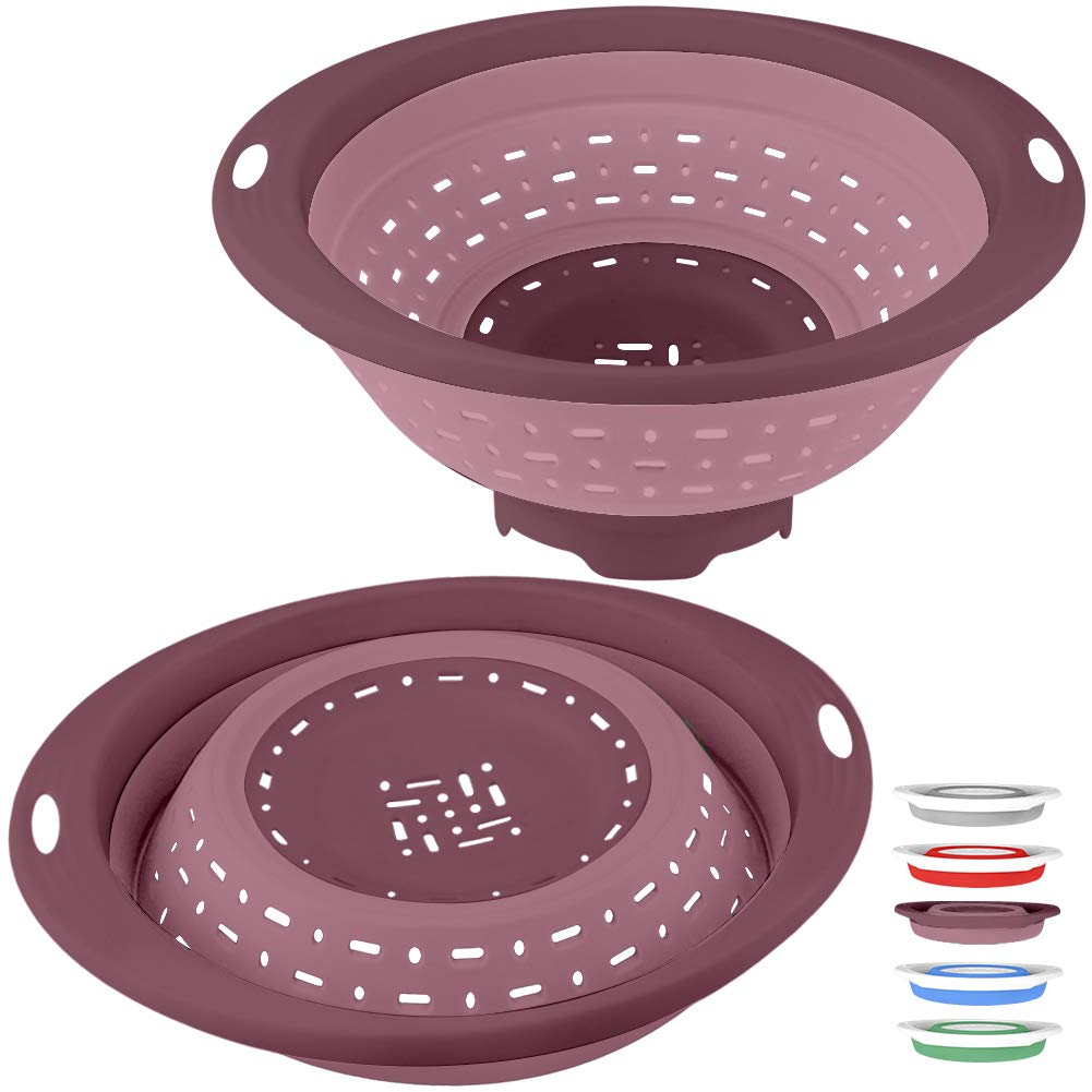 QiMH Collapsible Colander and Strainer, 5 Quart(1.25 gal), Heavey Duty Kitchen Drainer Basket for Pasta, Veggies and Fruits, New Home Apartment Essentials