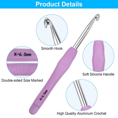 Crochet Hooks 14 Sizes Crochet Hook Set, 53 Pack Yarn Crochet Kit for Beginners, Knitting Needles with Ergonomic Handles for Arthritic Hands, Crochet Needle Kit with Blue Case for Crocheters
