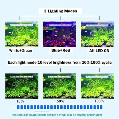 Submersible Aquarium Light Underwater Fish Tank Light with Timer Auto On/Off, LED Aquarium Light Bar 3 Light Modes Dimmer Adjustable Brightness,28.7inch (with Timer&dimmer)