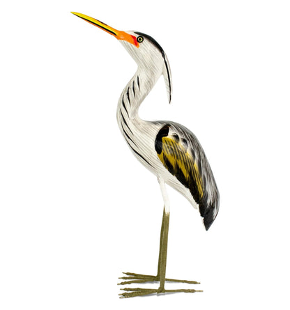 G6 Collection Hand Carved Great Blue Heron Sculpture – Wooden Coastal Bird Figurine, Elegant Wading Bird Decor – Great Blue Heron