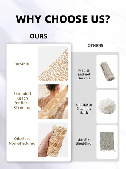 Cleangor 3Pcs African Net Sponge Authentic with Knots - Exfoliating Body | Scrubber for All Skin Types, African Bath Sponge, Wash Cloth, Gentle Exfoliation Shower Rag for Women Daily Use