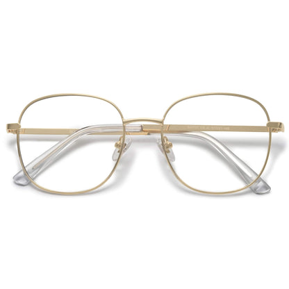 SOJOS Classic Square Blue Light Blocking Glasses for Women Men Stylish Computer Glasses SJ1137, Gold Frame/Anti-Blue Light Lens