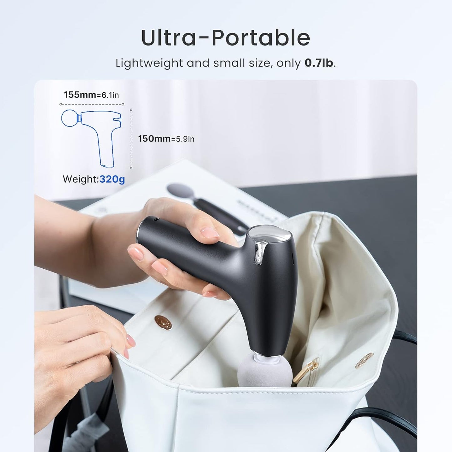 RENPHO Mini Massage Gun with Heat, Portable Percussion Handheld Muscle Massager, Compact Size for On-The-Go, Gifts for Men and Women