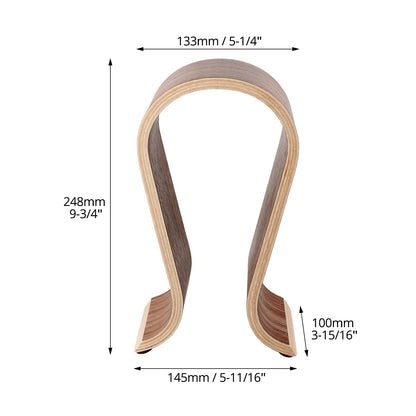 QWORK Wood Headphone Stand - Headset Holder, Arch Bridge Design - Universal Compatibility, Ear Headphones Hanger Holder, Stylish Desk Headset Holder for Headphones, Cables, Game Pads, QS32269