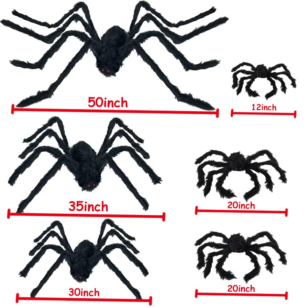 ESSENSON Halloween Spider Decorations, 6 PCS Scary Giant Spiders Set