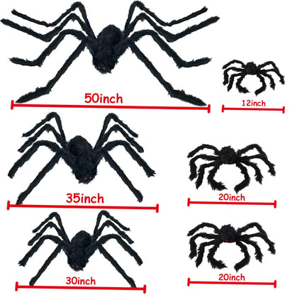 ESSENSON Halloween Spider Decorations, 6 PCS Scary Giant Spiders Set