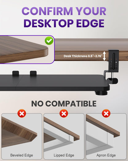 Zontera Ergonomic Mouse & Keyboard Tray Under Desk, Pull Out with Adjustable C-clamp, 20 (25.9 Including Clamps) x 11.8 Inch Slide Out Computer Keyboard Drawer Mouse Tray for Typing, Black