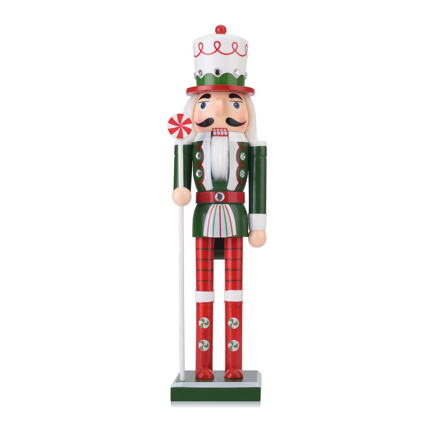 Wooden Christmas Soldier Nutcracker Decorations, 15 Inch Xmas Nutcracker Figure Christmas Decor for Home, Shelf, or Party Display (Green)