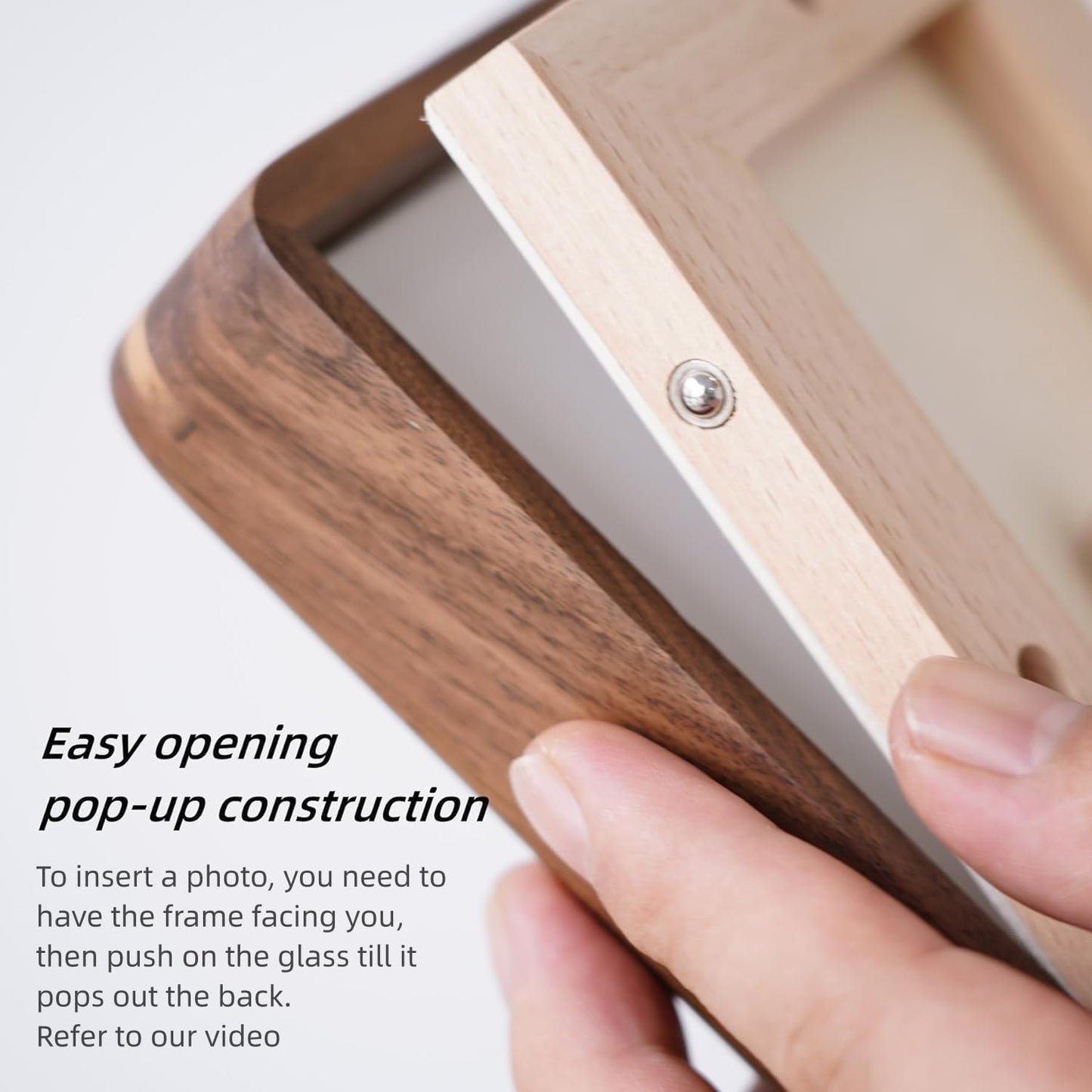 Zibrelte Natural 5x5 Picture Frame Wood with Mat for Pictures 3.5x3.5 or 5x5,Square Wall Photo Frames Made of Solid Walnut Wood for Tabletop Gallery Wall Hanging
