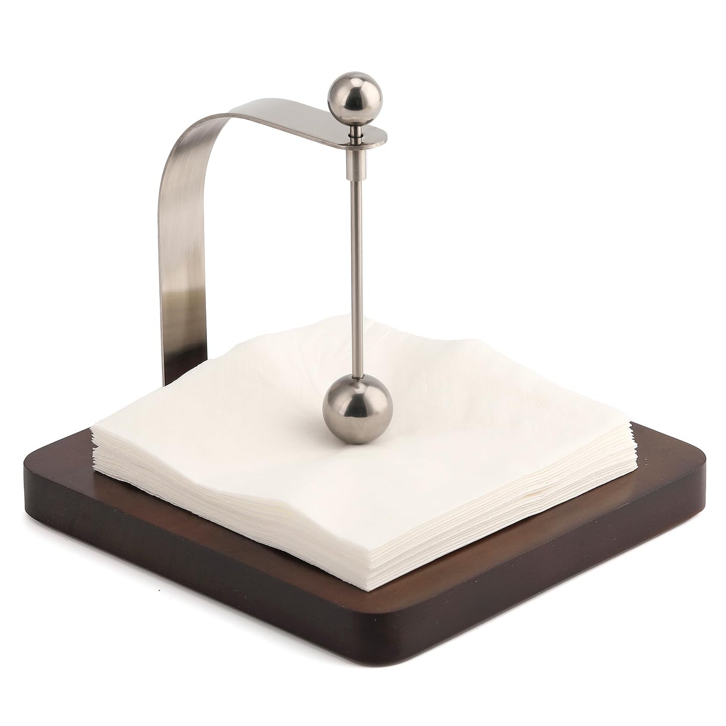 Napkin Holder, Wood Square for Table Dispenser with Weighted Arm, Perfect for Kitchen, Office, Restaurant,Home Décor, Cafe, Warming Gift