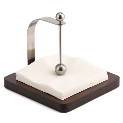 Napkin Holder, Wood Square for Table Dispenser with Weighted Arm, Perfect for Kitchen, Office, Restaurant,Home Décor, Cafe, Warming Gift