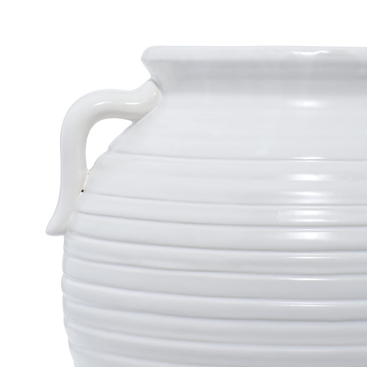 Deco 79 Ceramic Indoor/Outdoor Small Planter Pot with Handles, 9" x 8" x 10", White
