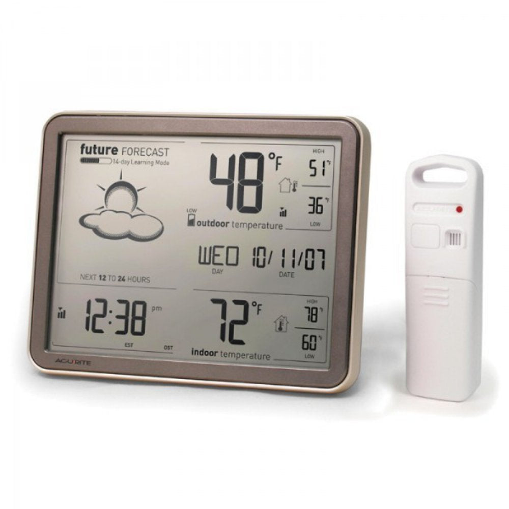 AcuRite 75077A3M Self-Learning Forecast Wireless Weather Station with Large Display and Atomic Clock, Black