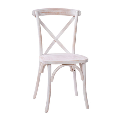 Merrick Lane Bardstown X-Back Bistro Style Wooden Dining Chair for Kitchens and Dining Rooms, High-Back Wood Stackable Kitchen Chair, Lime Wash