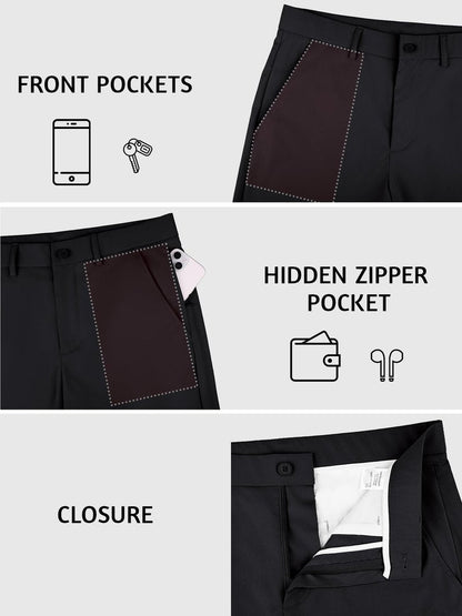 Comdecevis Golf Pants Men Slim Fit Mens Pants Casual 32 Inseam Stretch Quick Dry Wrinkle Free Lightweight Business Men's Fashion Slacks, Black, 34x32