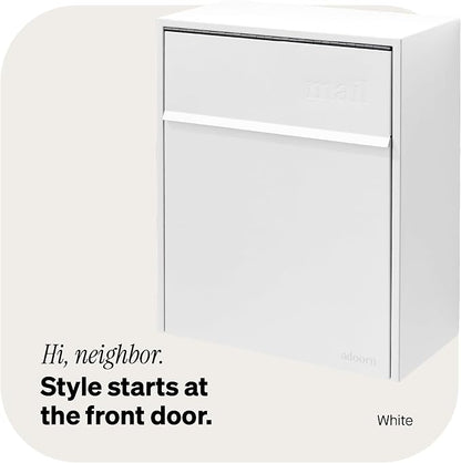 Adoorn Lockable Wall Mount Mailboxes for Outside - Large Anti-Theft Locking Mailbox for Letters - Weatherproof Construction - Durable Steel - 18.5" H x 15" L x 7.5" D - White