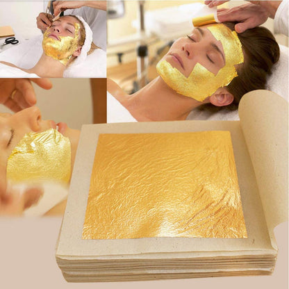 L.A. Gold Leaf Pure Gold Leaf/Gold Vark/Gold waraq (10.pcs) Sheet 24K Gold Leaf Leaves Foil Finest Gold Leaves Food Gilding Facial Beauty Spa Size(50mm* × 50mm* -10Pcs- Sheets)_