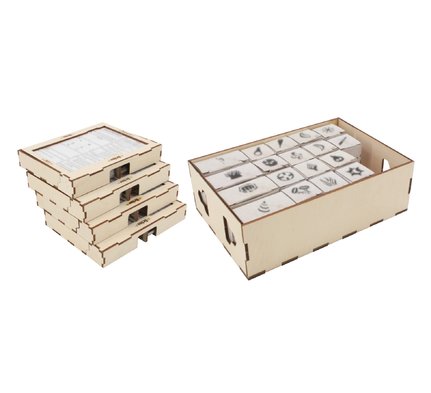 The Broken Token Frosthaven Compatible Game Organizer - Monster Tray Version, Birch Wood Storage Box for Cards, Tokens, Rulebooks, Boards - Wooden Game Organizer