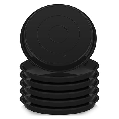 VUWEZ 6 Pack of 25 inch Plant Saucer, Plant Tray 20 Inch Round, Plant Saucers for Indoors, Plant Trays for Pots, Flower Pot Saucers, Pot Saucers for Planter 19-26" (25", Black)