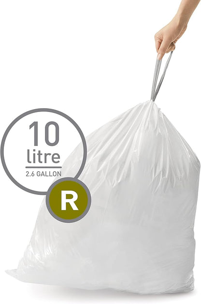 simplehuman Code R, Dispenser Pack Custom Fit Liners, Drawstring Trash Bags