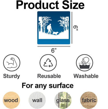Wood Burning Stencils for Crafts Reusable Forest Wildlife Stencils Mountain Scene Stencil for Painting on Wood Fabrics DIY Crafts
