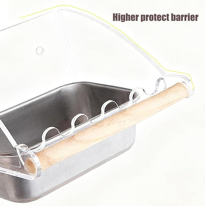 No Mess Bird Cage Feeder with Perch, No Spill Design Hanging Bird Feeders for Small Medium Birds, Easy to Clean Metal Seed Container with Secure Hooks for Indoor Cages Feeding, Two Small Bowls