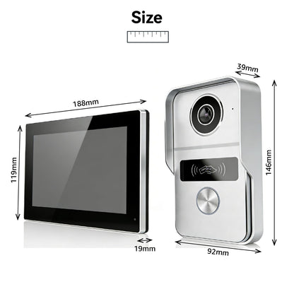 Wired Video Doorbell Apartment Intercom System, 1080P Doorbell Camera, 7-inch Touch Screen, Night Vision, Remote Unlock, Two-Way Intercom for Villa, Home, Office, with 1 Camera and 2 Monitors