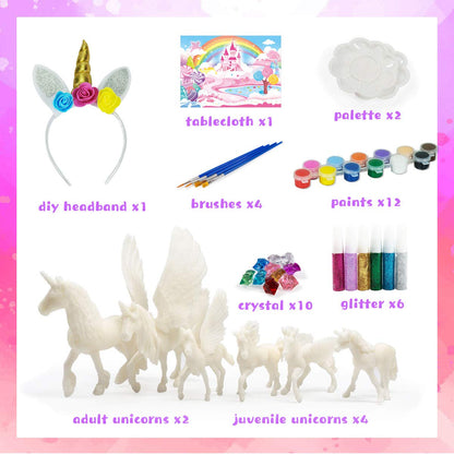 whatstem DIY Painting Unicorn Kit Arts and Crafts Set for Kids or Girls Decorate and Drawing 3D Toys for Children Gift(6 Unicorns)