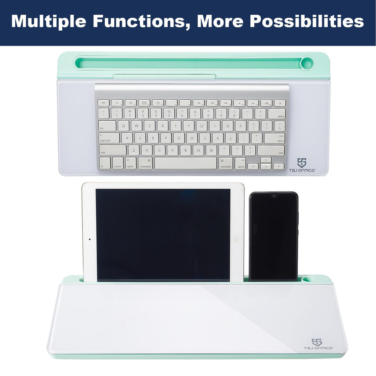 TSJ OFFICE Desktop Whiteboard Dry-Erase-Board - Computer Keyboard Stand White Board Surface Pad with Drawer, Desk Organizers with Accessories for Office, Home, School Supplies - Green
