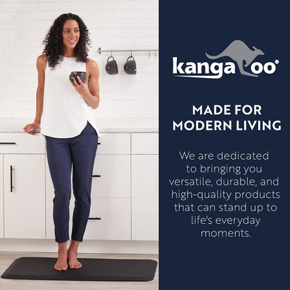 KANGAROO Anti Fatigue Mats for Kitchen Floor, Reduce Foot, Knee, Back Pressure, 3/4 Inch Thick Cushioned Ergonomic Mat, Waterproof Comfort Rug for Under Sinks, Standing Desk, Store Floors, 32x20 Black