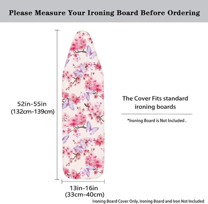 Butterfly Cherry Blossoms Pattern Ironing Board Cover 15x54 Inch Standard