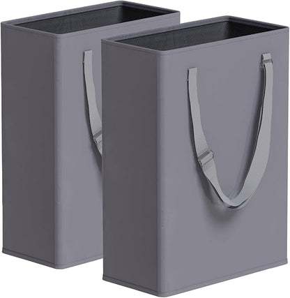 Slim Laundry Hamper with Adjustable Long Handles, 45L Small Laundry Baskets