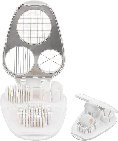 3 in 1 Boiled Egg Slicer, Manual Egg Cutter with 3 Slice Modes, Stainless Steel Kitchen Gadget for Hard Boiled Eggs, Butter, Strawberry, Tomato, Cheese, Easy to Clean & Store (COLOR:White)
