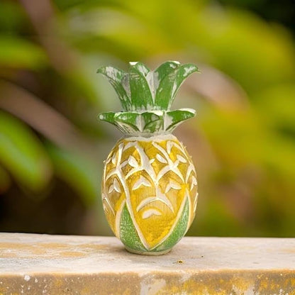 The Bridge Collection Wooden Pineapple Figurine - Carved Wood Pineapple Tabletop Decor - Pineapple Figure for Beach, Coastal, Tropical Decor